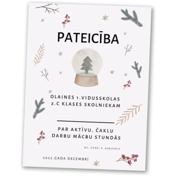 Veidlapa atzinībai, pateicībai vai diplomam