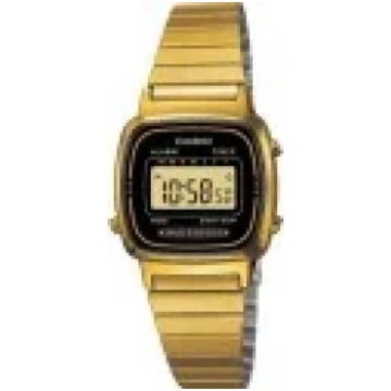 Casio Women Black Dial Gold Stainless Steel Strap 