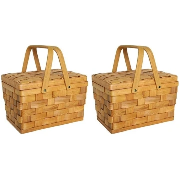 2X Francijas stila piknika grozs Maizes grozi Pārg