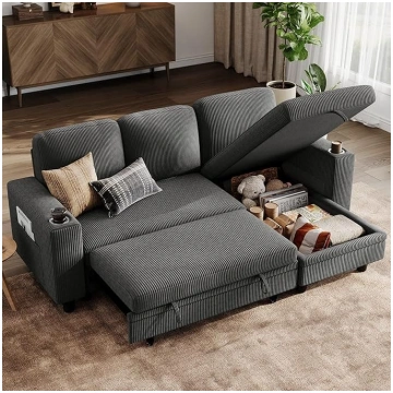 LINSY HOME Sofa Bed, Extendable Couch, Corner Sofa