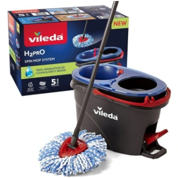 Rotējošais mops ar spaini, divu ūdeņu tvertni un m