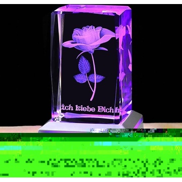 3D Rose Crystal Multicoloured Night Light I Love Y