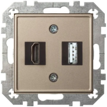 HDMI + USB (A) ligzda, šampanieša, Liregus EPSILON