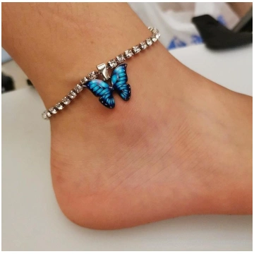 Butterfly Chain Beach Anklet Rokassprādze Charm Si