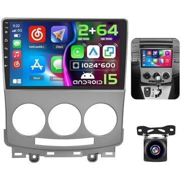 Hikity 2GB + 64GB Android 15 auto radio priekš Maz