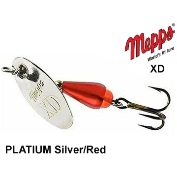 Rotējošais māneklis Mepps XD PLATIUM Silver/Red 2.