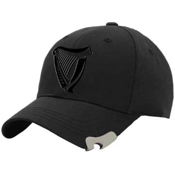 Black Guinness 3D Harp Bottle Opener Baseball Cap