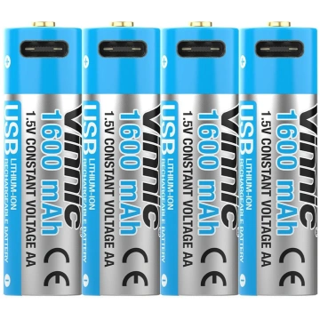 Vinnic Rechargeable AA USB Type-C 4pcs | USB Type-
