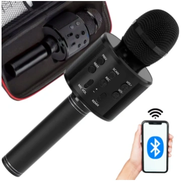 Bezvadu mikrofons Bluetooth karaoke skaļrunis apaļ