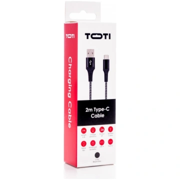 SEEK TOTI USB A to Type-C 2m Braided Cable 2A Blac