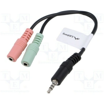 Cable; Jack 3.5mm 3pin socket x2,Jack 3,5mm 4pin p