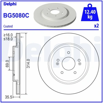 Bremžu diski DELPHI BG5080C