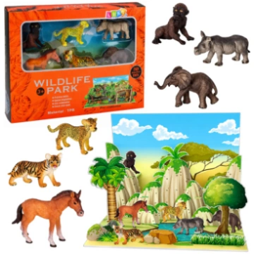 Wild Animals Figures Set Leopard Tiger Elephant Ho