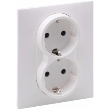 SUNO balta rozete ar zemējumu x2 LEGRAND EB5165055