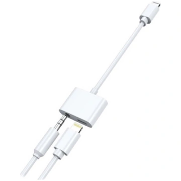 2GO Audio-Lade-Adapter Stereo Lightning 10cm weiß