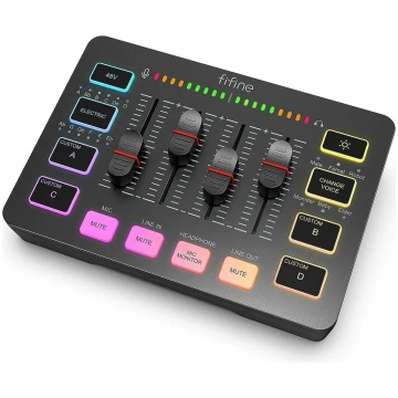 FIFINE AmpliGame SC3 Gaming Audio Mixer | USB/XLR