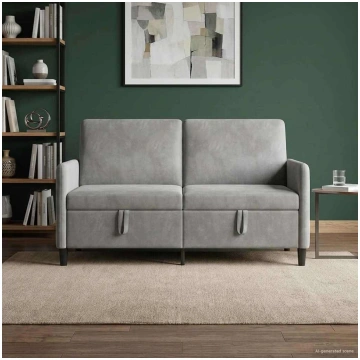 Sofas ar uzglabāšanu gaiši pelēka 152 x 78 x 87 cm