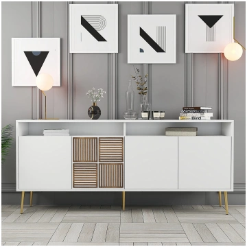 Konsole, Hanah Home, balta Zelts, 180 x 77 x 35, c