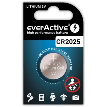 CR2025 baterijas 3V everActive litija - bez iepako