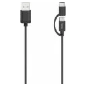 Hama 00200616 Micro-USB Cable, 2 in 1, incl. Adapt
