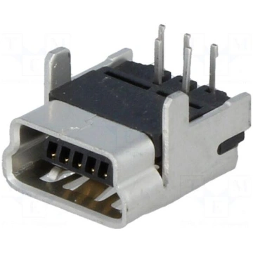 Socket | USB B mini | on PCBs | THT | PIN: 5 | ang