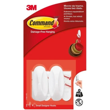 COMMAND Āķis 3M Command T17082C, balta krās., 2 ga