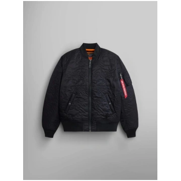 CAMO QUILTED MA-1 BOMBER JACKET BLACK - BLACK / M