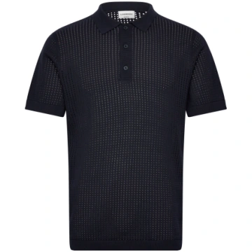 Lindbergh - Crochet Knitted S/S V-Neck Polo - izmē