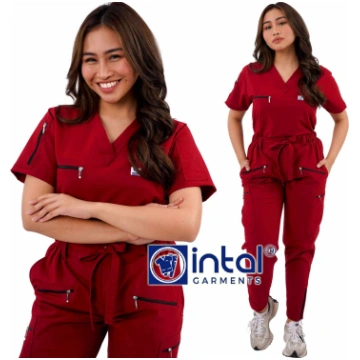 L / Garnet Maroon INTAL GARMENTS Scrubsuit