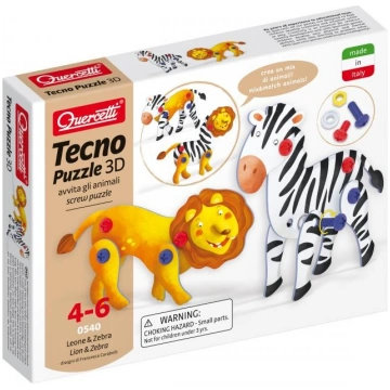 0540 Quercetti Tecno Puzzle 3D Lion and Zebra