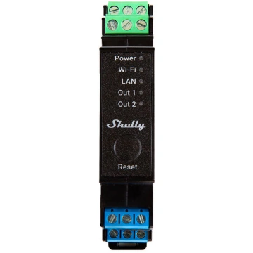 Shelly DIN Rail Smart Switch Pro 2PM with power me