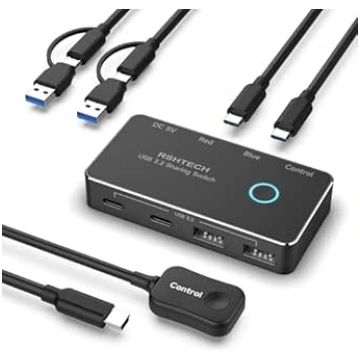 RSHTECH 10Gbps Kvm Switch 2 PC 2 Monitors - USB 3.