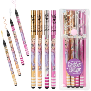 Topmodel - Glitter Gel Metallic Pen Set - Gold Sil
