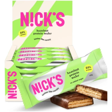 lazdu riekstu proteīna vafele 24 gab. kastē NICK&a