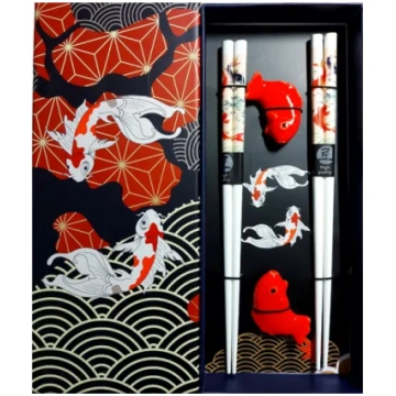 Chopstick Set with ceramic fish holder/ Irbulīšu k