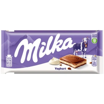 Piena šokolāde MILKA ar jogurta pildījumu, 100g
