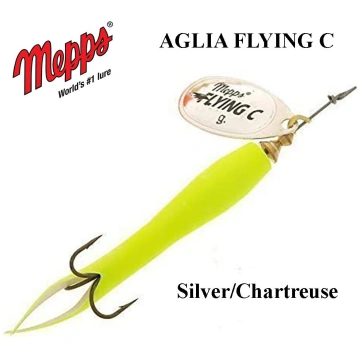 Rotējošais māneklis Mepps Aglia Flying C Silver/Ch