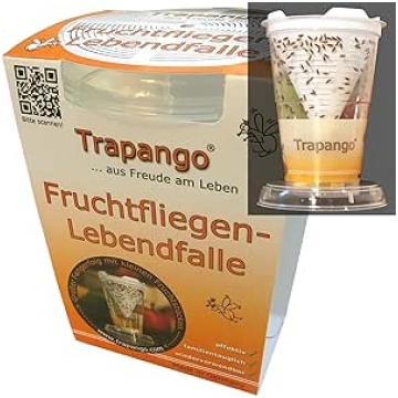 Trapango Fruit Fly Trap Live Trap, Reusable, Made 