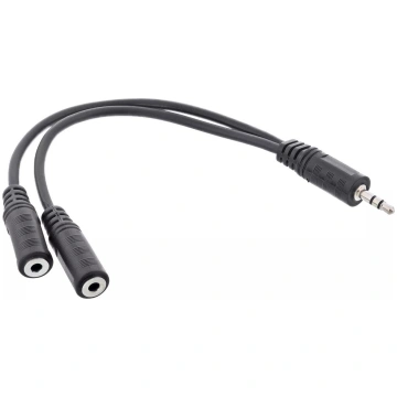 Y-kabelis 3.5mm Jack Male uz 2x 3.5mm Jack Female 