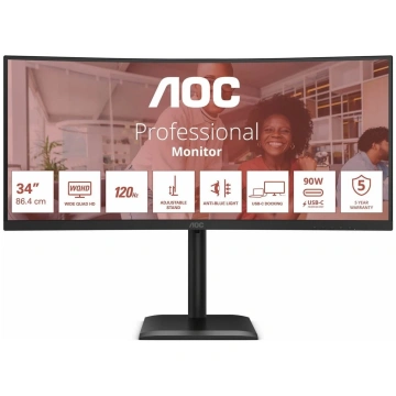 Monitors AOC CU34E4CV, VA, 120 Hz, UWQHD, 34"
