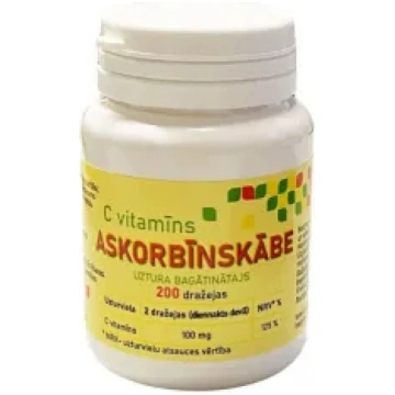 Askorbīnskābe, 200 dražejas - Viola Herb V00000014