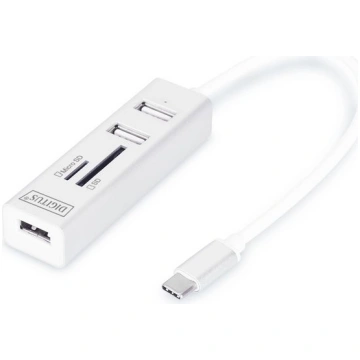 DIGITUS USB2.0/C-Hub 3-Port m. Kartenleser Alumini