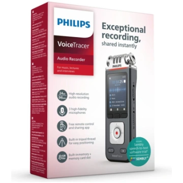 Philips DVT 6115 Diktofons, 8GB atmiņa + microSD a