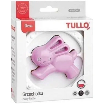 Tullo mīkstā grabulīte zaķis rozā‑pelēks — zīdaiņa
