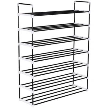 Apavu skapis, 7 plaukti, metāls, plastmasa, melns