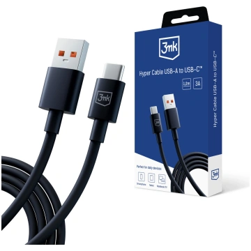 Aksesuāri - 3mk Hyper A-C kabelis 1,2m 5A melns | 