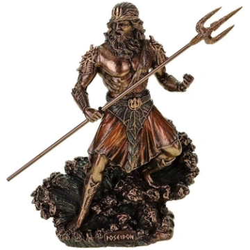 Veronese Jūras dievs Poseidons + Tridents uz viļņa