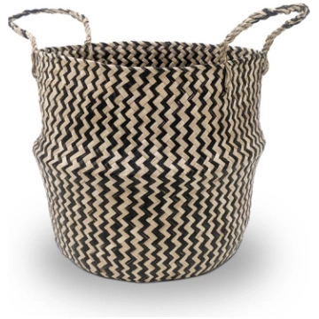BASKET WITH HAND 30X30X30CM SEAGRAS/BLCK 530000074
