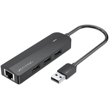 USB 2.0 3-Port Hub with Ethernet Adapter 100m Vent