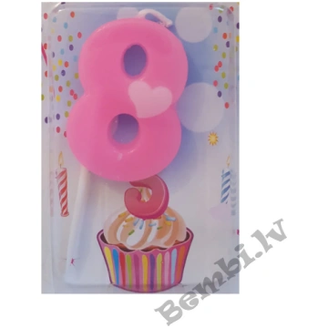 Ciparu sveces tortēm 4,5 cm Rozā 8